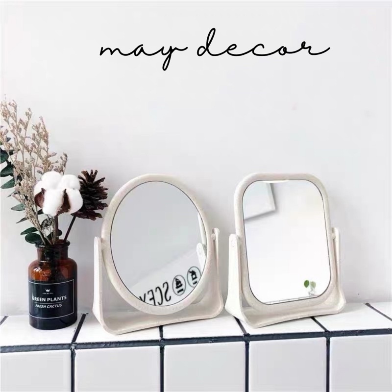 Gương để bàn nhựa lúa mạch cao cấp -may.decor-