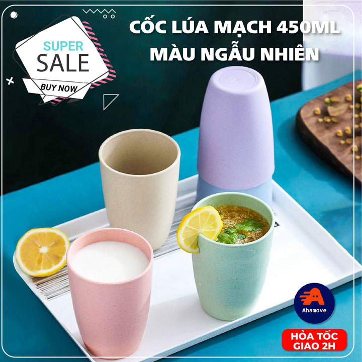 Cốc nhựa lúa mạch cao cấp chịu nhiệt cốc lúa mạch đa năng chống sốc, chất liệu an toàn cho sức khỏe, hàng chất lượng cao, cốc giữ nhiệt lúa mạch 450ml, chịu nhiệt cao, an toàn xinh xắn