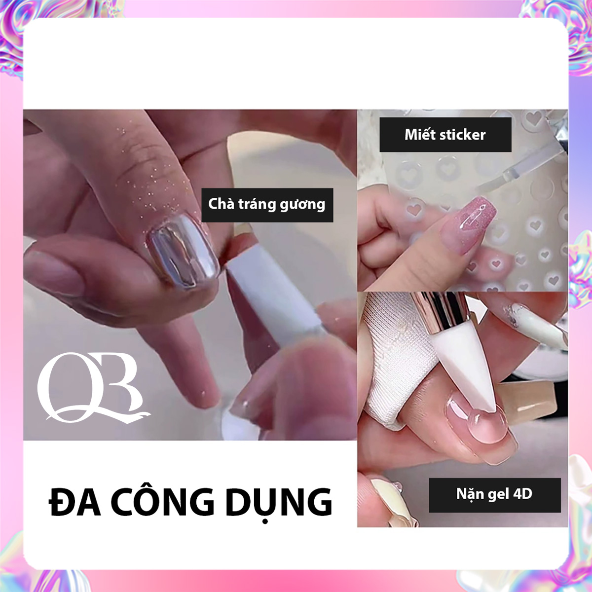 Cọ silicon 2 đầu nặn hoa 4D, chà tráng gương, miết sticker cán đá