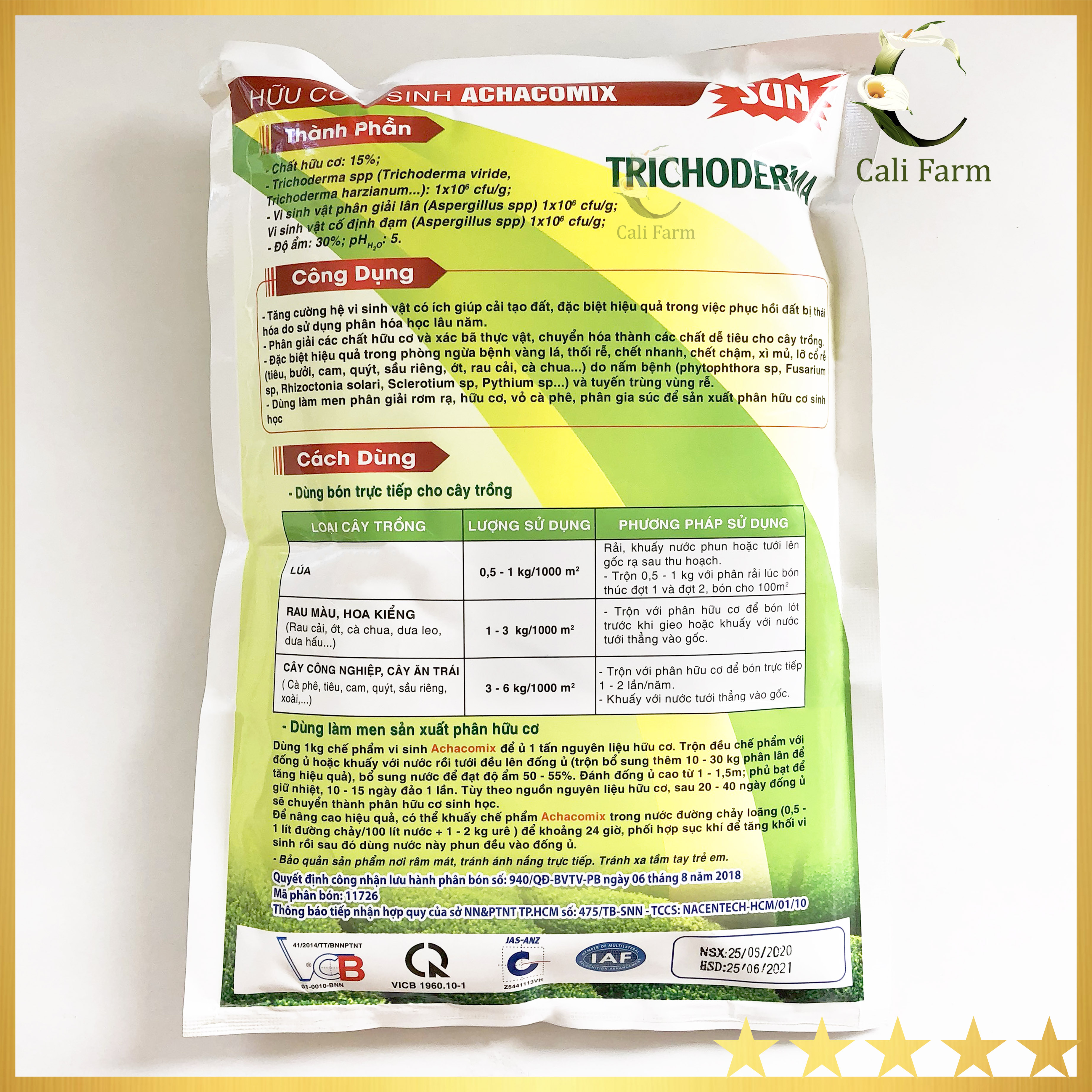 Nấm Đối Kháng Trichoderma - Men Hữu Cơ Vi Sinh ACHACOMIX TRICHODERMA SUN 1kg