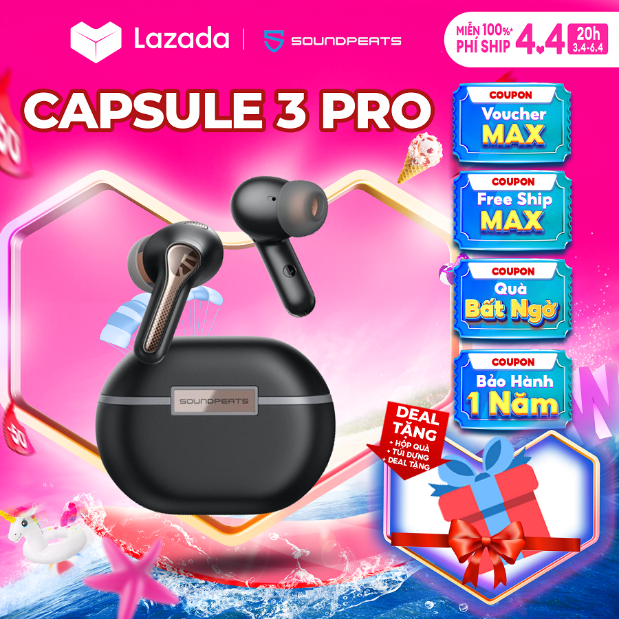 Tai nghe True Wireless Bluetooth SoundPEATS Capsule 3 Pro,  codec LDAC, thời gian nghe 8h