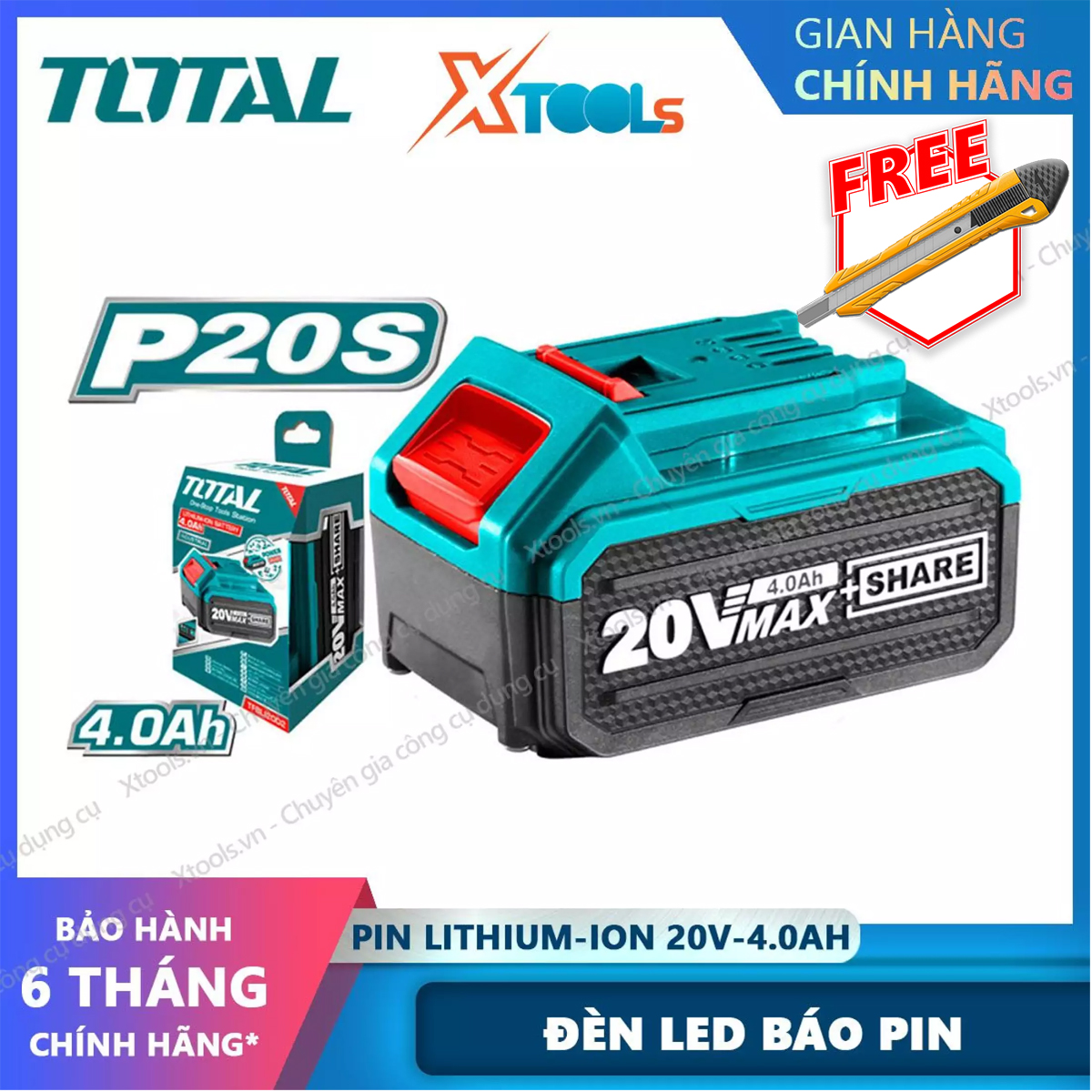 XTools xsafe 20V 4.0ah total tfbli2002 battery 20V for various types of lithium battery total with LED indicator-genuine product