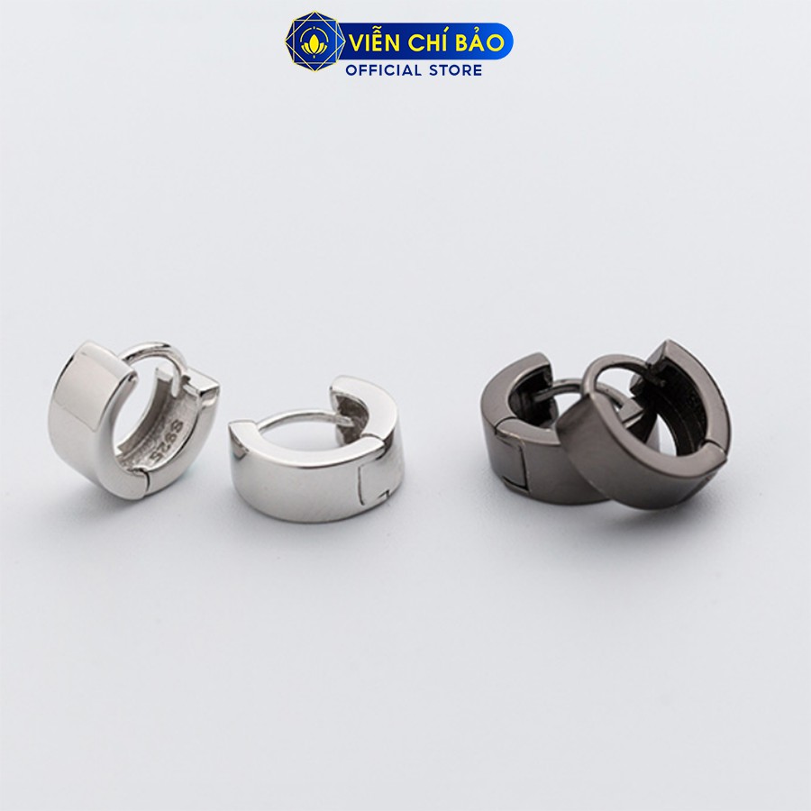 Khuyên tai bạc nữ tròn trơn bấm khóa 2 màu chất liệu bạc 925 thời trang phụ kiện trang sức nữ Viễn Chí Bảo B400360
