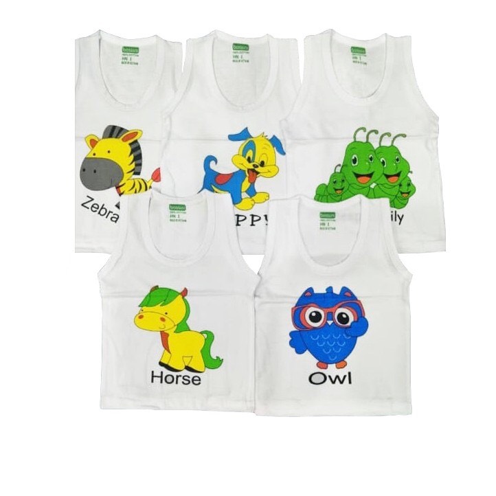 Set 5 Áo thun ba lỗ trắng cho bé