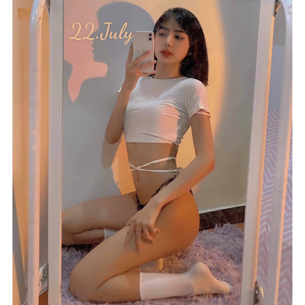 Áo Croptop Đan Dây Eo, dáng ôm basic - A341