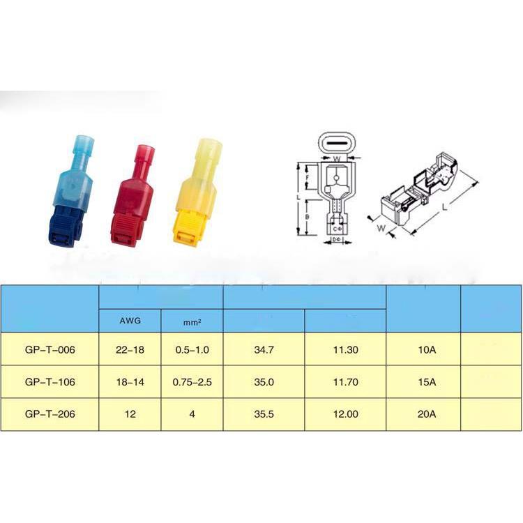 Combo 30 ( 3 loại -mỗi loại 10) Cút nối chia dây điện T-type