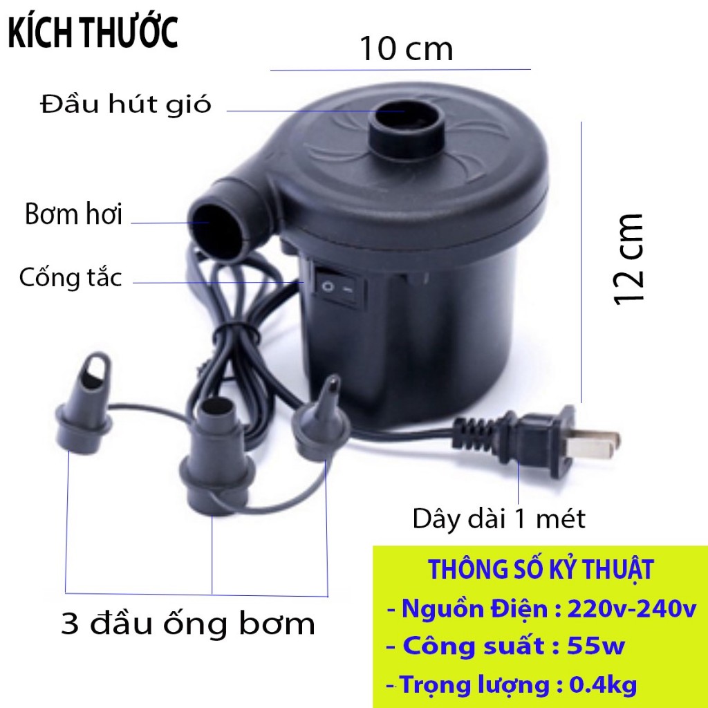 Bơm điện 2 chiều thổi hút và bơm phao bể bơi