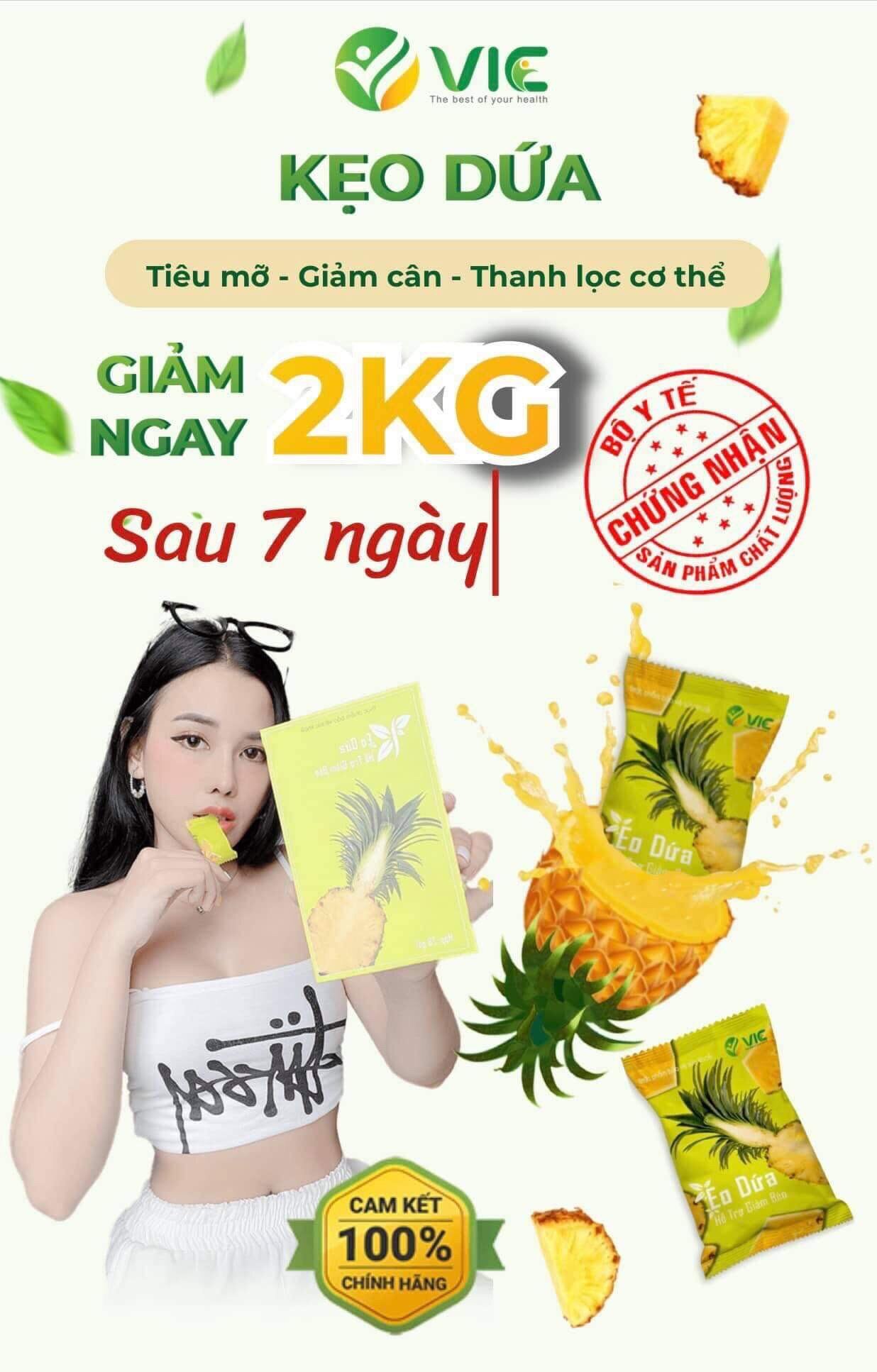 Kẹo dứa giảm mỡ kẹo dứa giảm béo túi 7gói chính hãng 100%