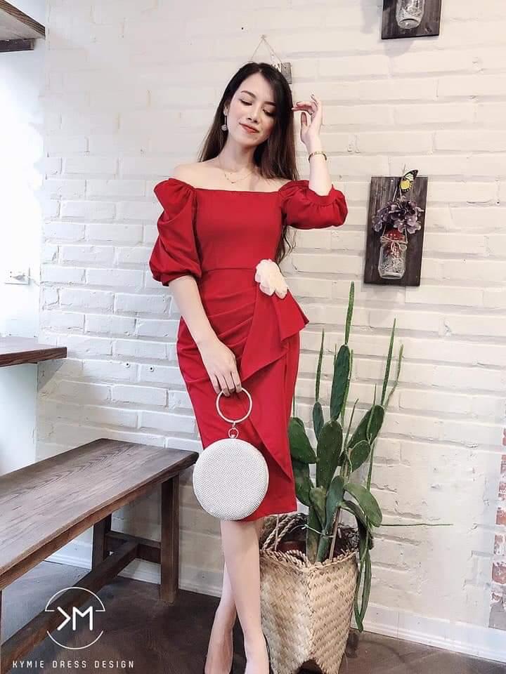 (VIDEO+HÌNH THẬT) Đầm Body Tà Bèo Kèm Tag Hoa Mặc 2 Kiểu Mẫu Mới