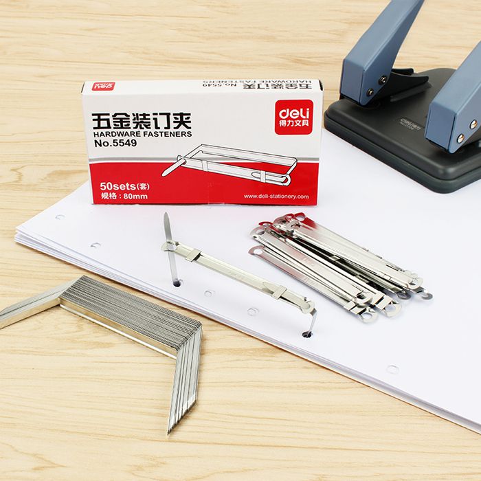[HCM]Hộp Acco (thanh cài) sắt  Deli E5549 (hộp gồm 50 chiếc)