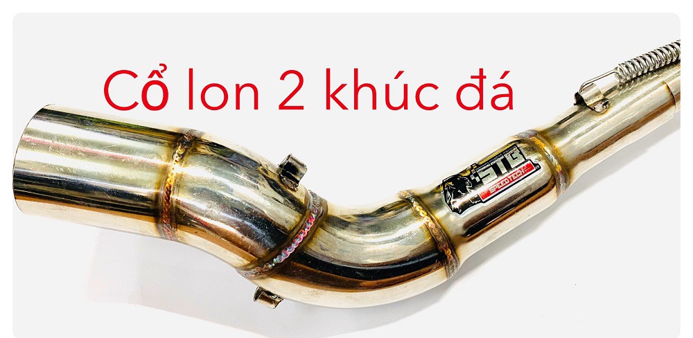 Cổ Pô Xe máy 2 khúc Đá cao gắn Wave,Dream