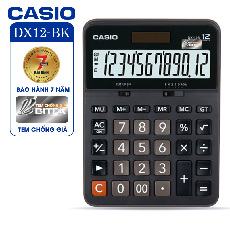 Máy tính Casio DX-12B - Chính hãng Bitex, Bảo hành 7 năm