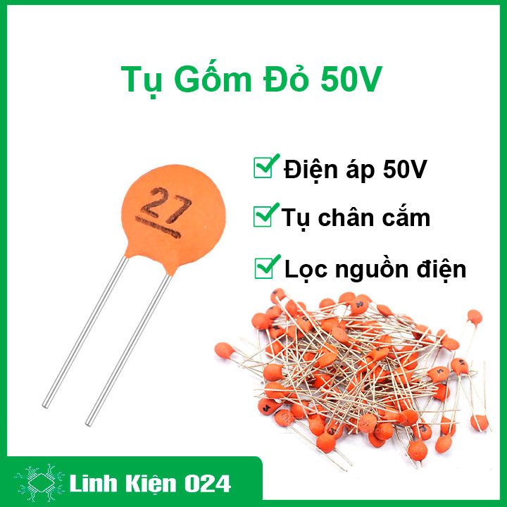 Gói 200 con tụ gốm đỏ 50V nhiều giá trị