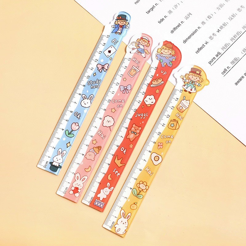 Thước kẻ học sinh 15cm in hình dễ thương
