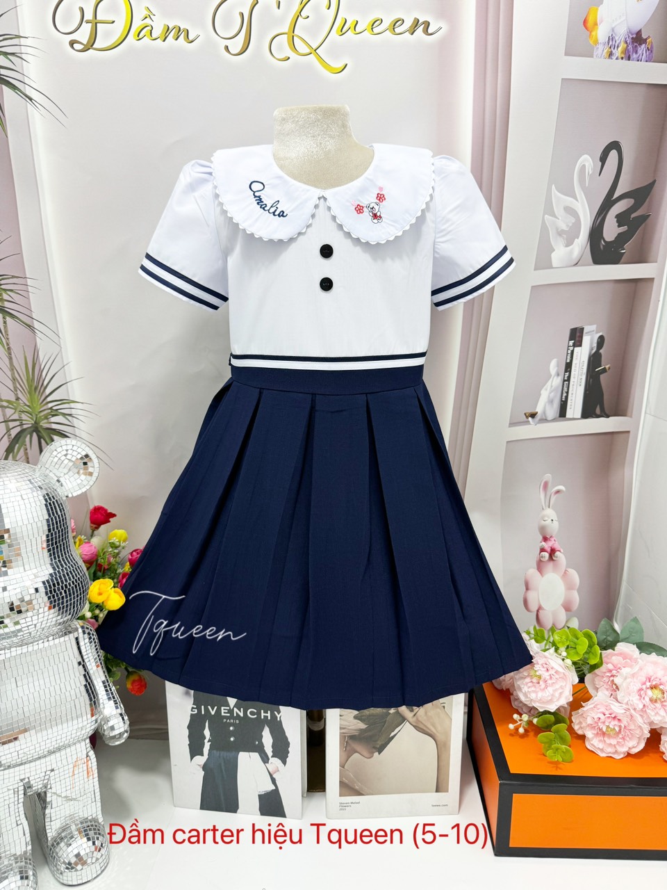 Đầm học sinh - Vải kate lụa - Danangsale