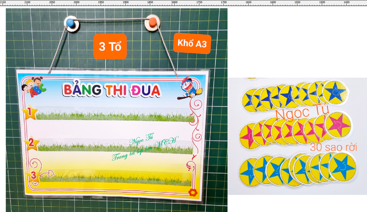 Bảng thi đua a3 + 30 hoặc 40 sao rời có dây treo + băng dính xốp
