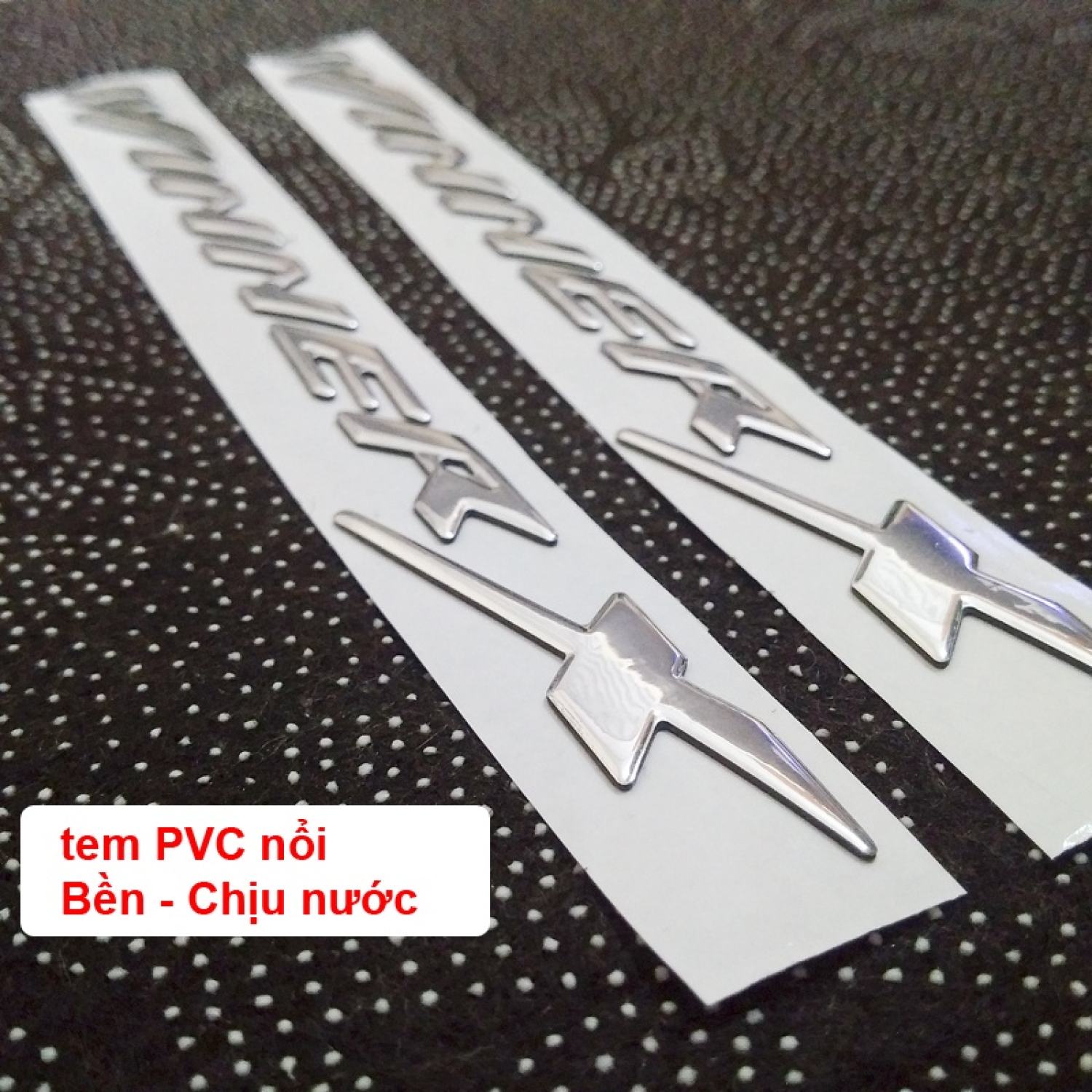 Bộ 2 tem winner X 3D nổi màu Bạc mạ bóng