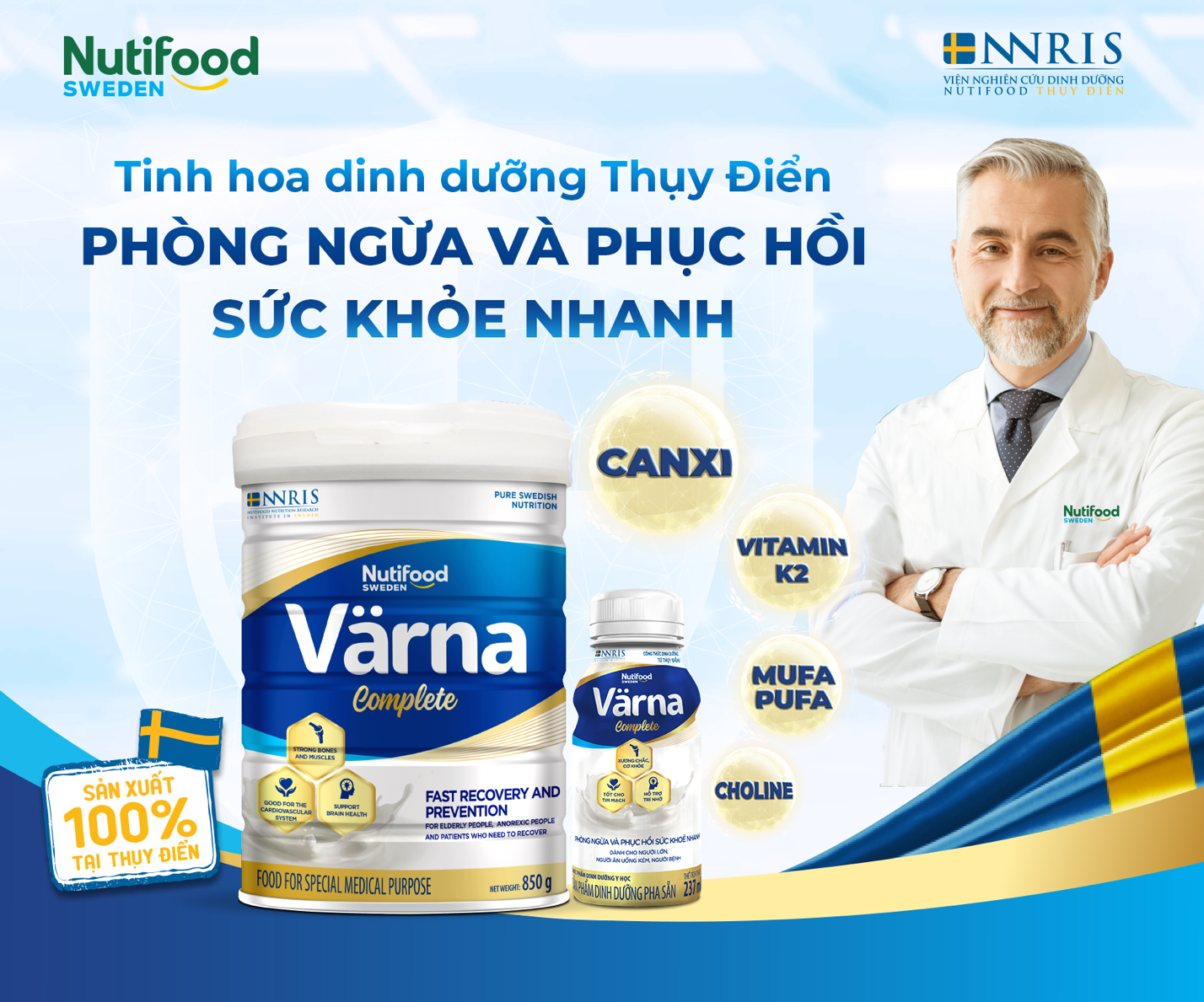 [Date T1/25][ FREESHIP MAX ]Thùng 24 chai Sữa Bột Pha Sẵn Nutifood Varna Complete 237ml