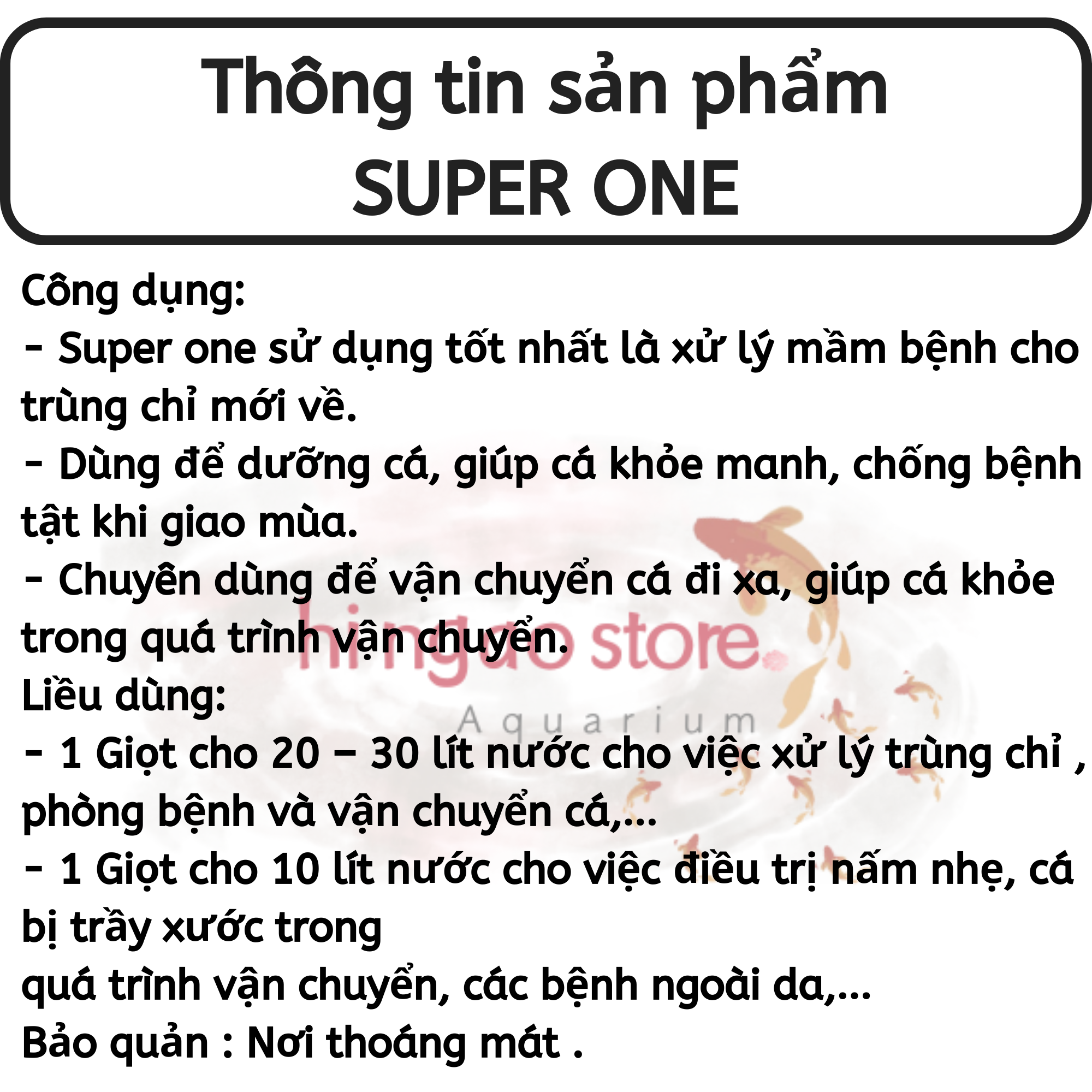 Dung dịch Super One dưỡng cá - ship cá | Hingaostore.