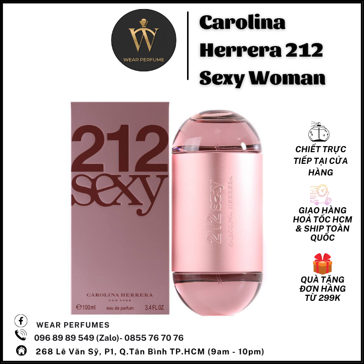 Carolina Herrera 212 Sexy Woman - Phong cách Ngọt Ngào, Nữ tính, Gợi cảm, Quyến rũ - Fullsize và Chiết
