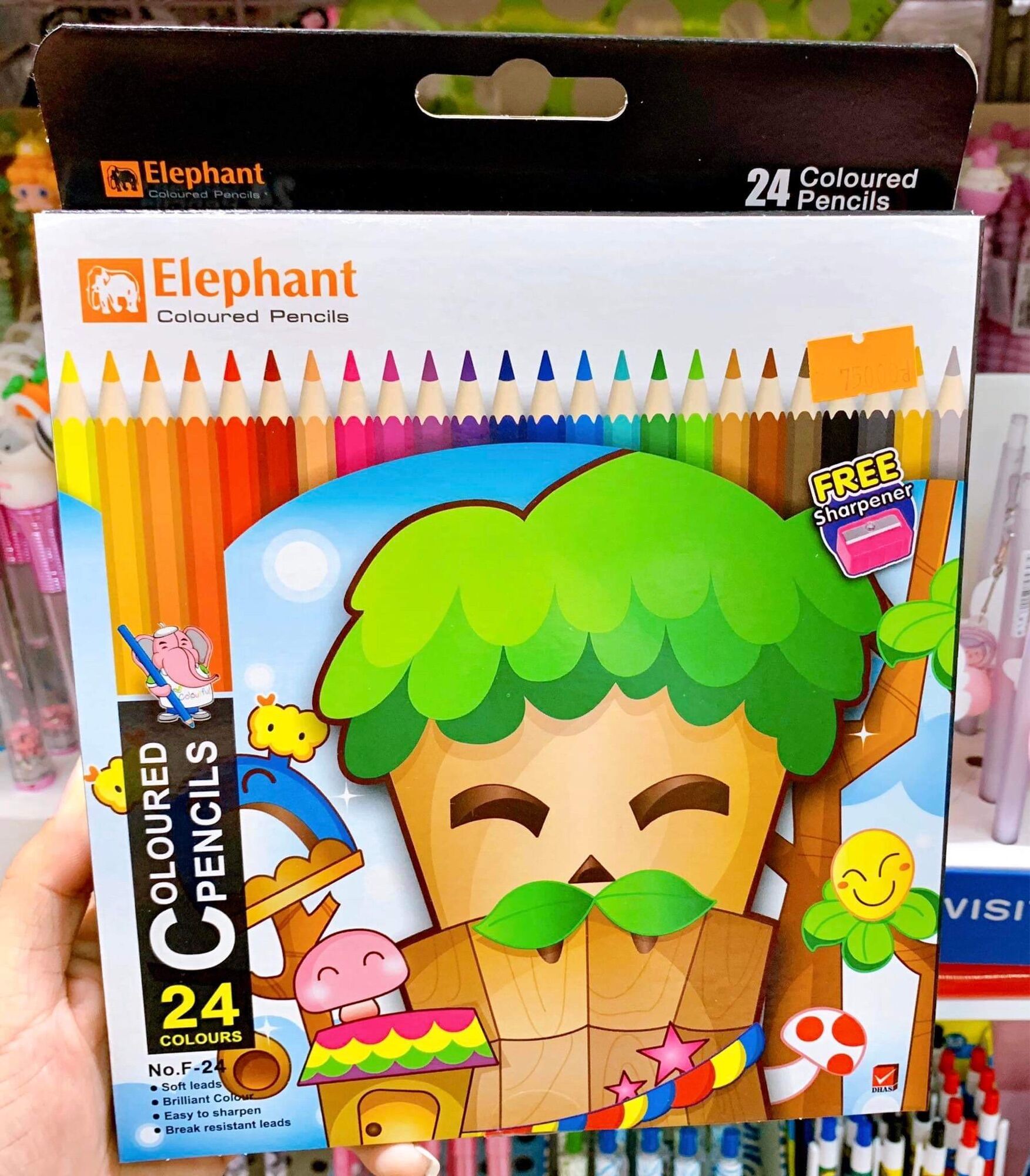 Chì màu cây elephant f-24 - hộp 24 màu