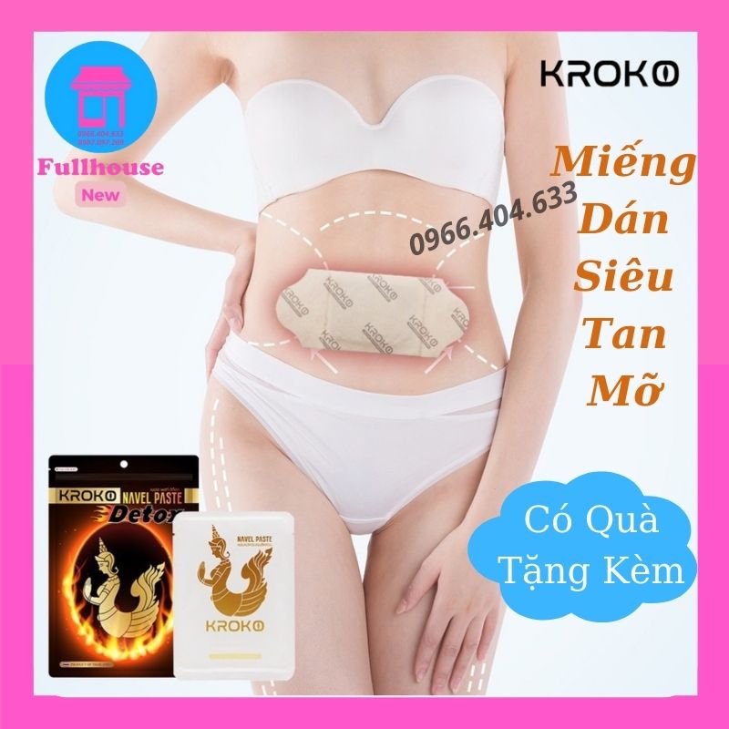[FreeShip+Quà] Miếng Dán Giảm Mỡ, Miến Dán siêu Tan Mỡ Bụng Kroko Detox Thái Lan (Gói 5 Miếng)