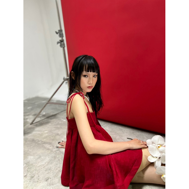 EIN.OFFICIAL - Áo babydoll đỏ đô