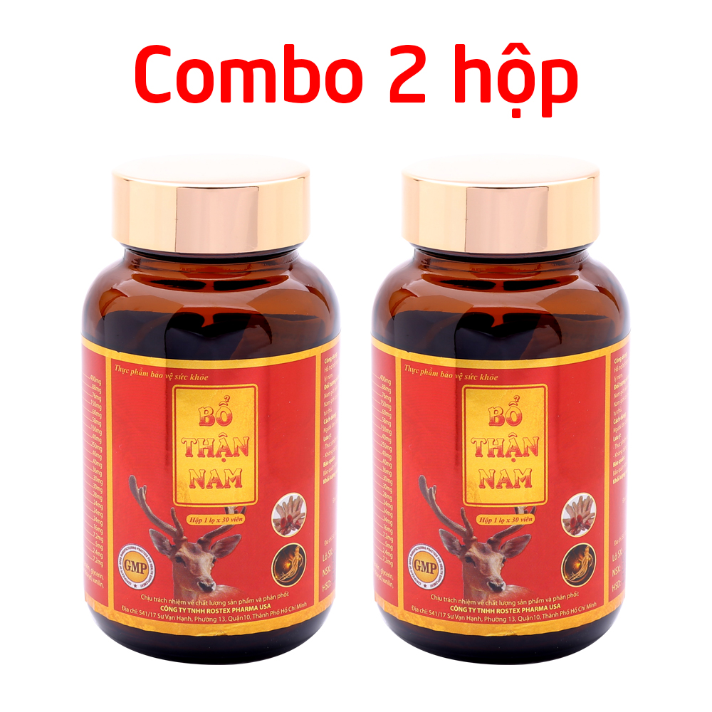 Combo 2 hộp Viên uống tăng cường sinh lý nam Bổ Thận Nam bổ thận tráng dương, mạnh gân cốt - Hộp 30 viên thành phần thảo dược