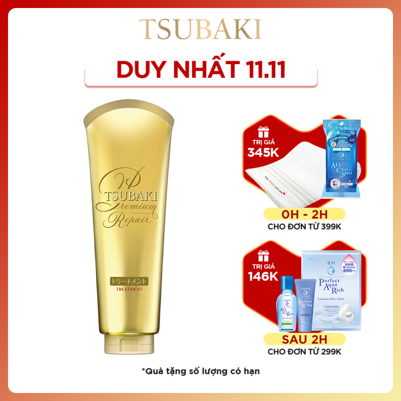 Kem xả phục hồi ngăn rụng tóc Tsubaki premium repair treatment 180g nhập khẩu