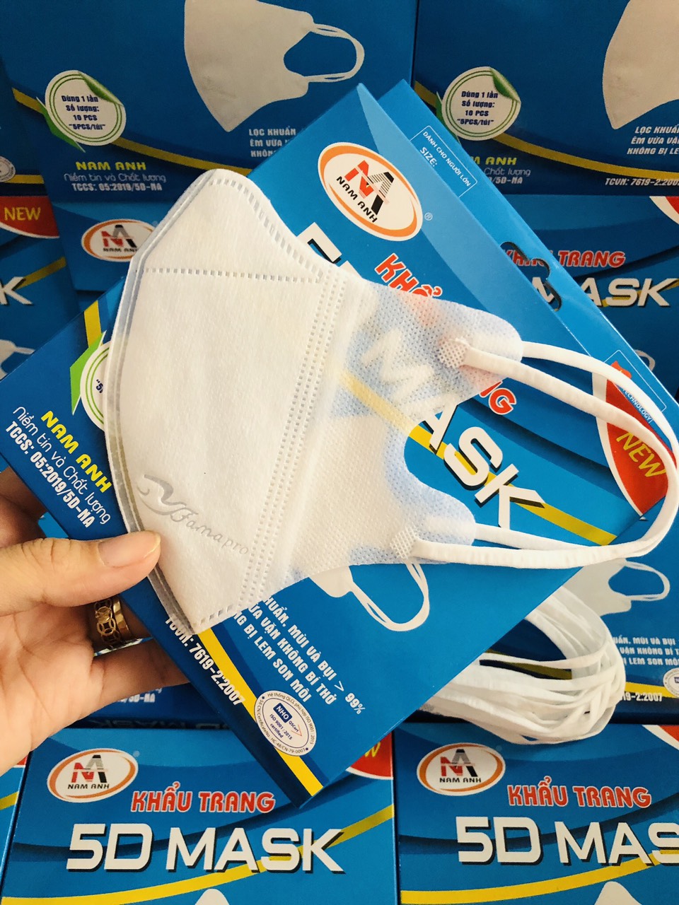(Hộp 10 Cái) Khẩu Trang 5D Mask Nam Anh FAMAPRO Dây Thun