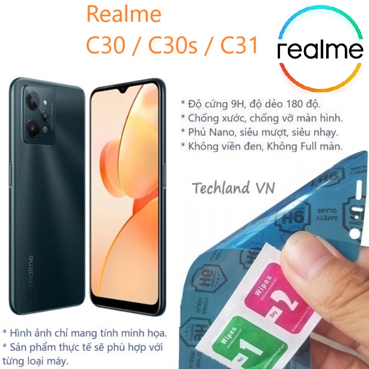 Cường Lực Phủ Nano Realme C30 / C30s / C31 - Trong Suốt, Không Full Màn, Không Viền Đen