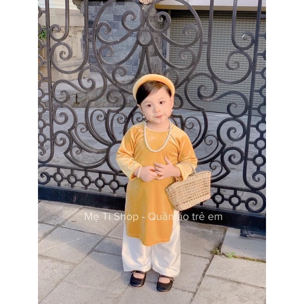 set Áo dài nhung mềm cho bé gái