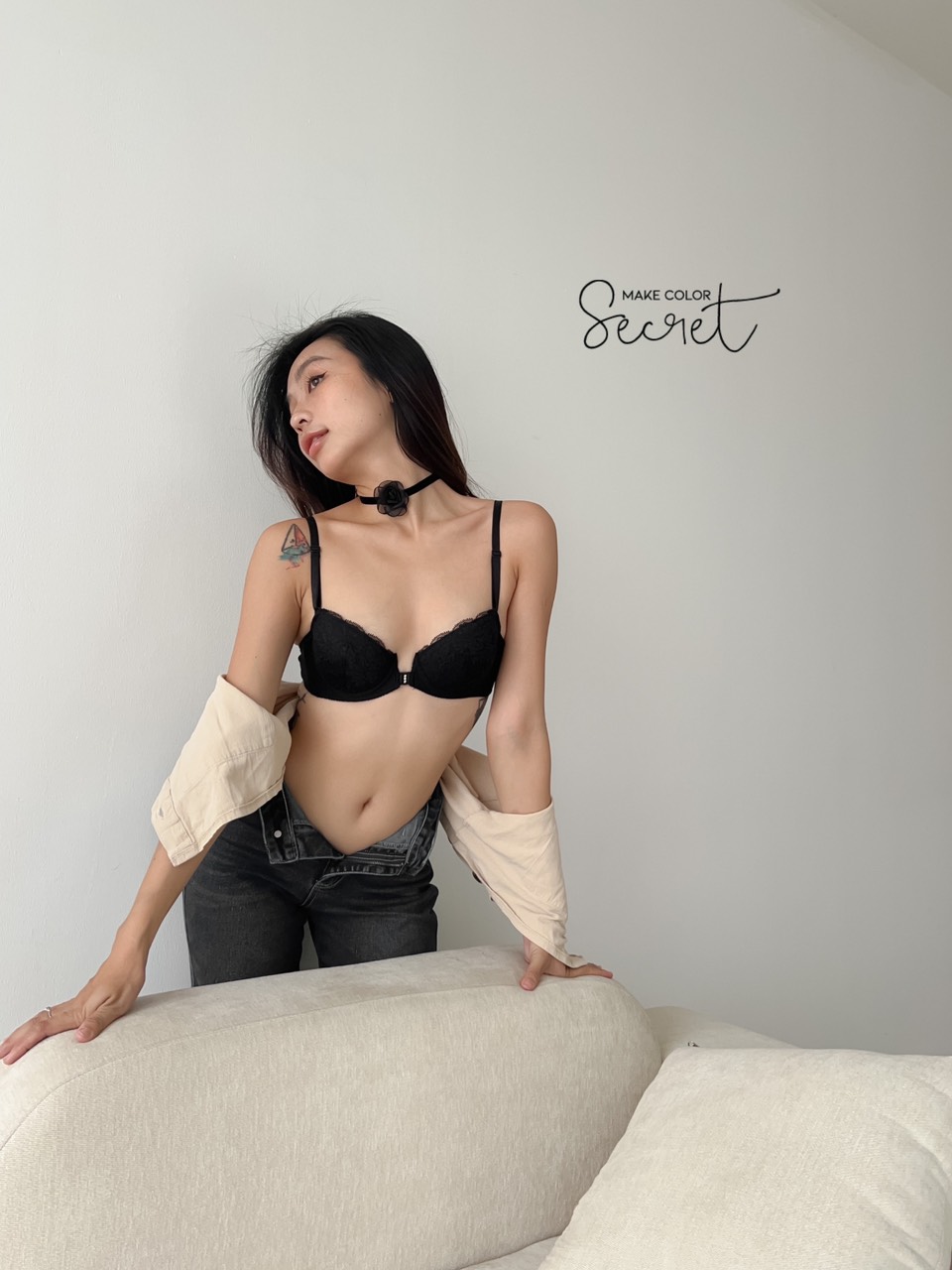 Áo Ngực Ren Cài Trước Mút Mỏng Thoải Mái (Hình Tiệm Chụp).