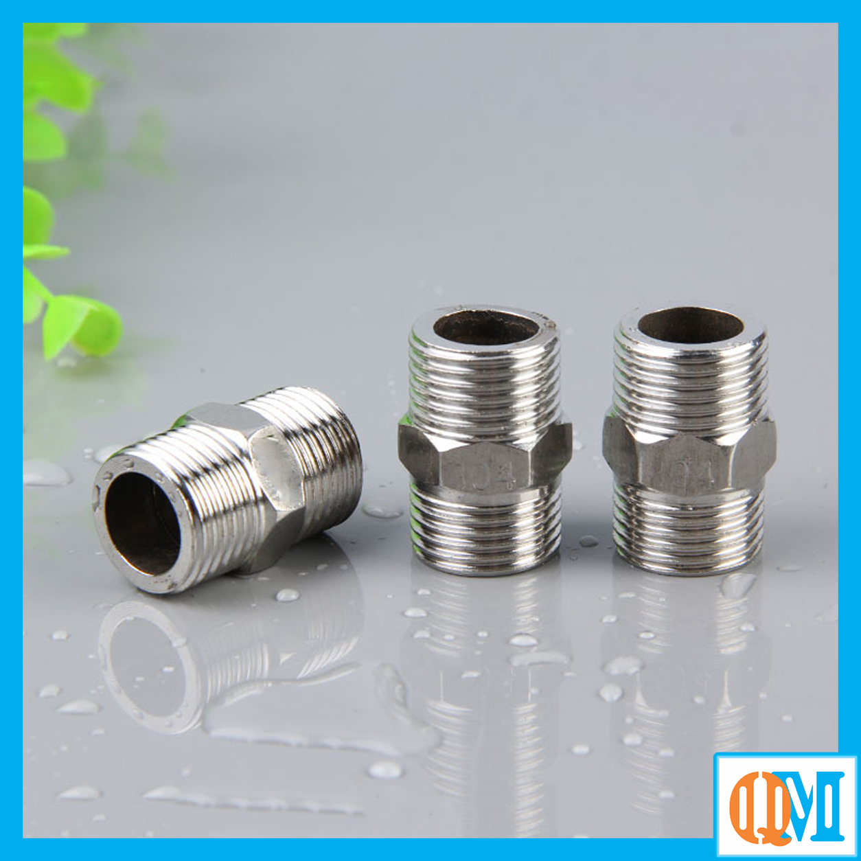Kép inox phi 21, kép đúc, đầu nối 2 đầu ren ngoài 2.1cm inox bóng