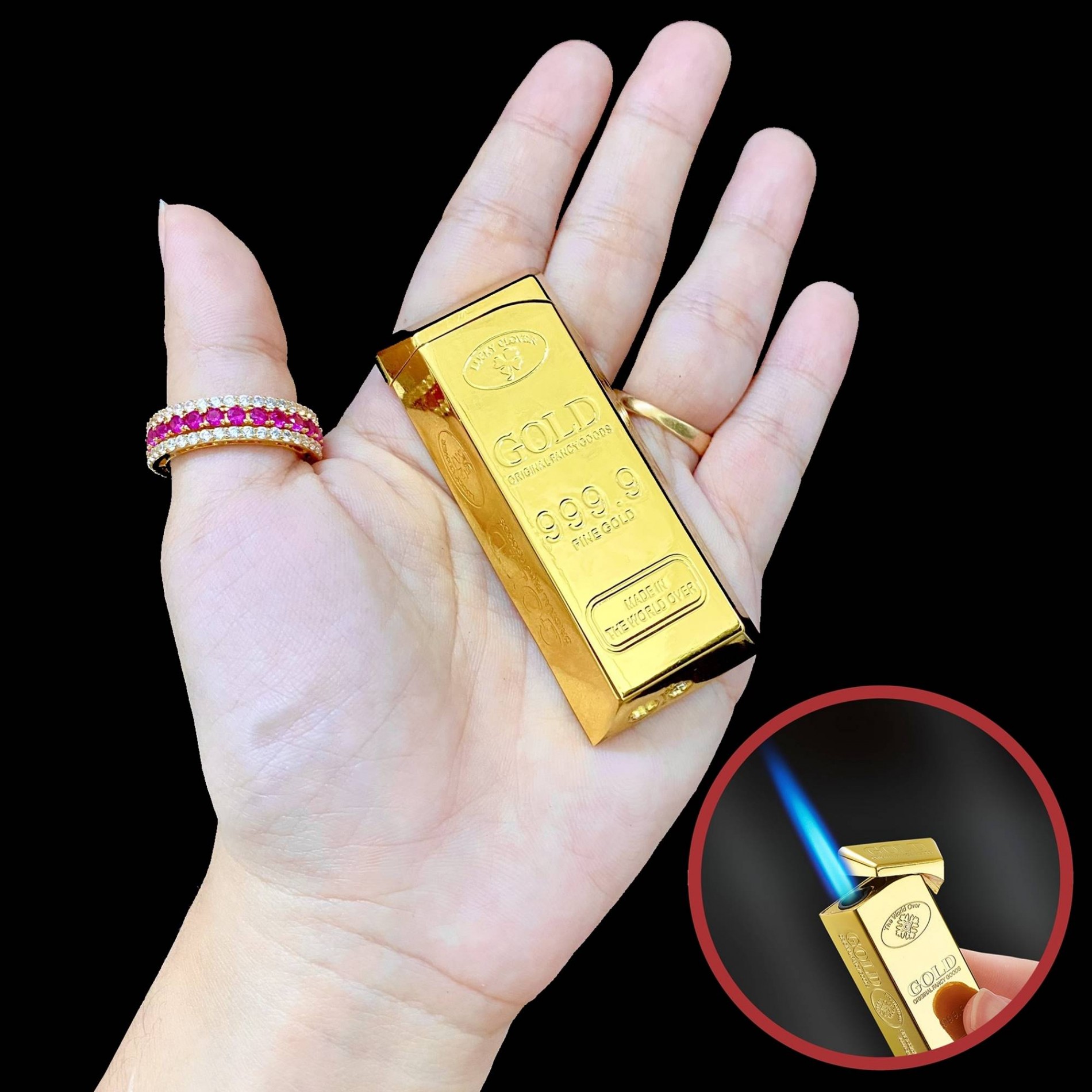 Bật lửa Khè hình thổi vàng 4 số 9 độc lạ - (Xài gas )