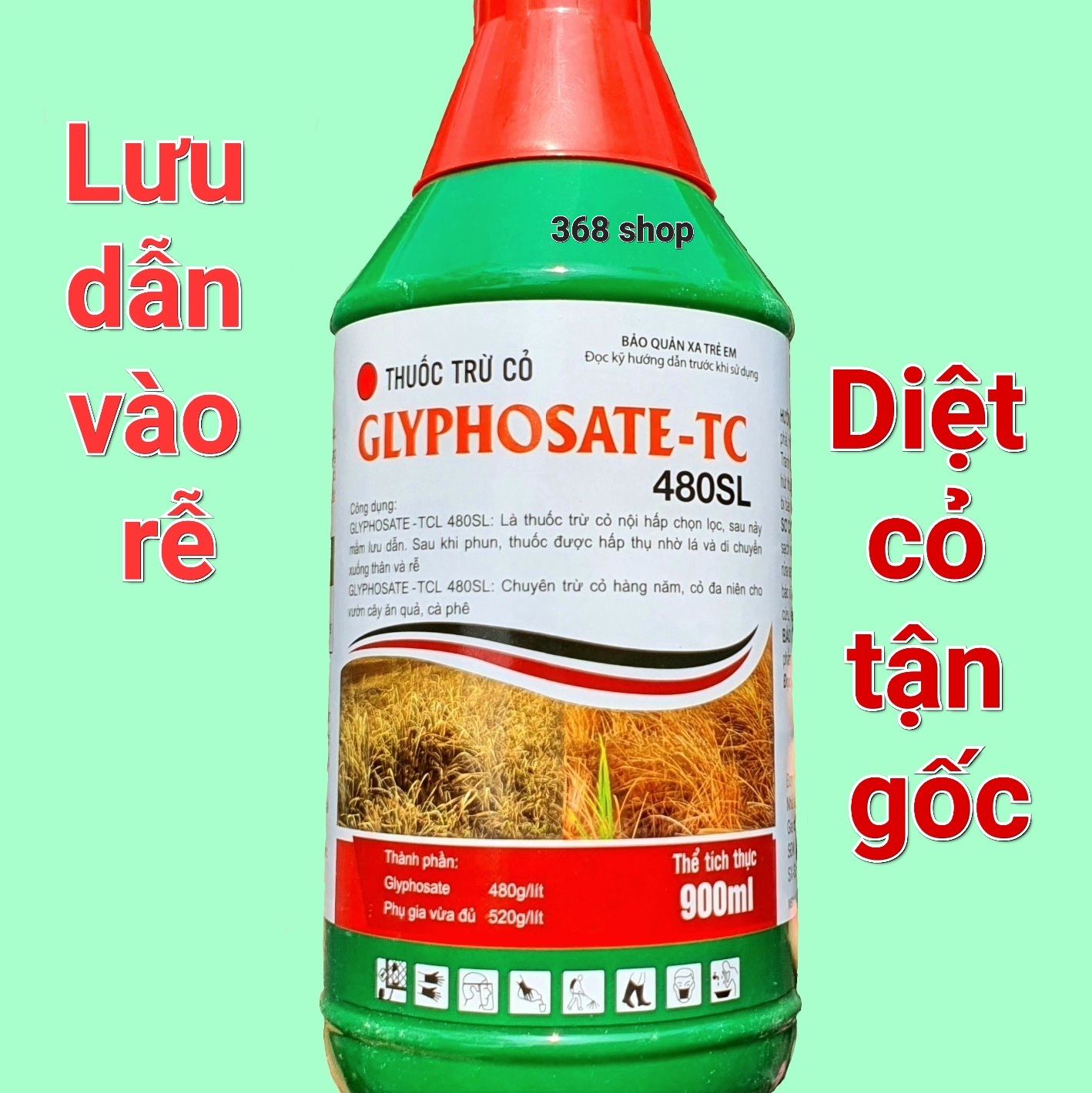 (Combo 5 chai)💎 Thuốc trừ cỏ Lưu Dẫn Glyphosate - TC 480SL (Chai 900ml)💖