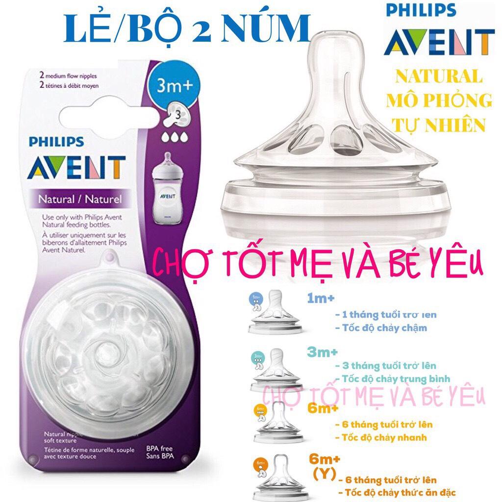 [HCM]Hộp 2 Núm Ty Philips Avent Natural Mô Phỏng Tự Nhiên ( Đủ Size - Chọn 1m+ 3m+6m+9m+  Ycut )