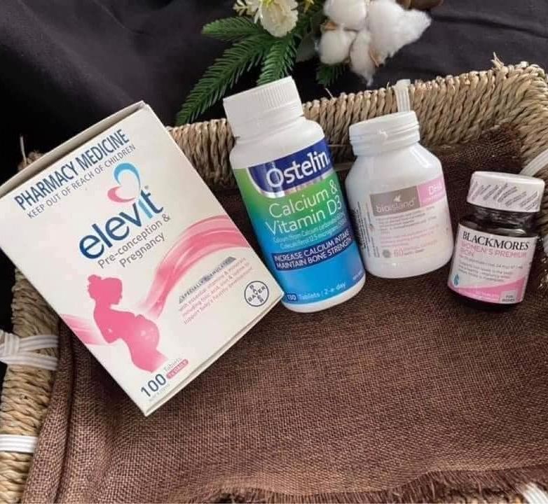 COMBO 4 SP BẦU ÚC - BỘ TỨ VITAMIN ÚC DÀNH CHO BÀ BẦU (Elevit, Canxi, DHA, Sắt)