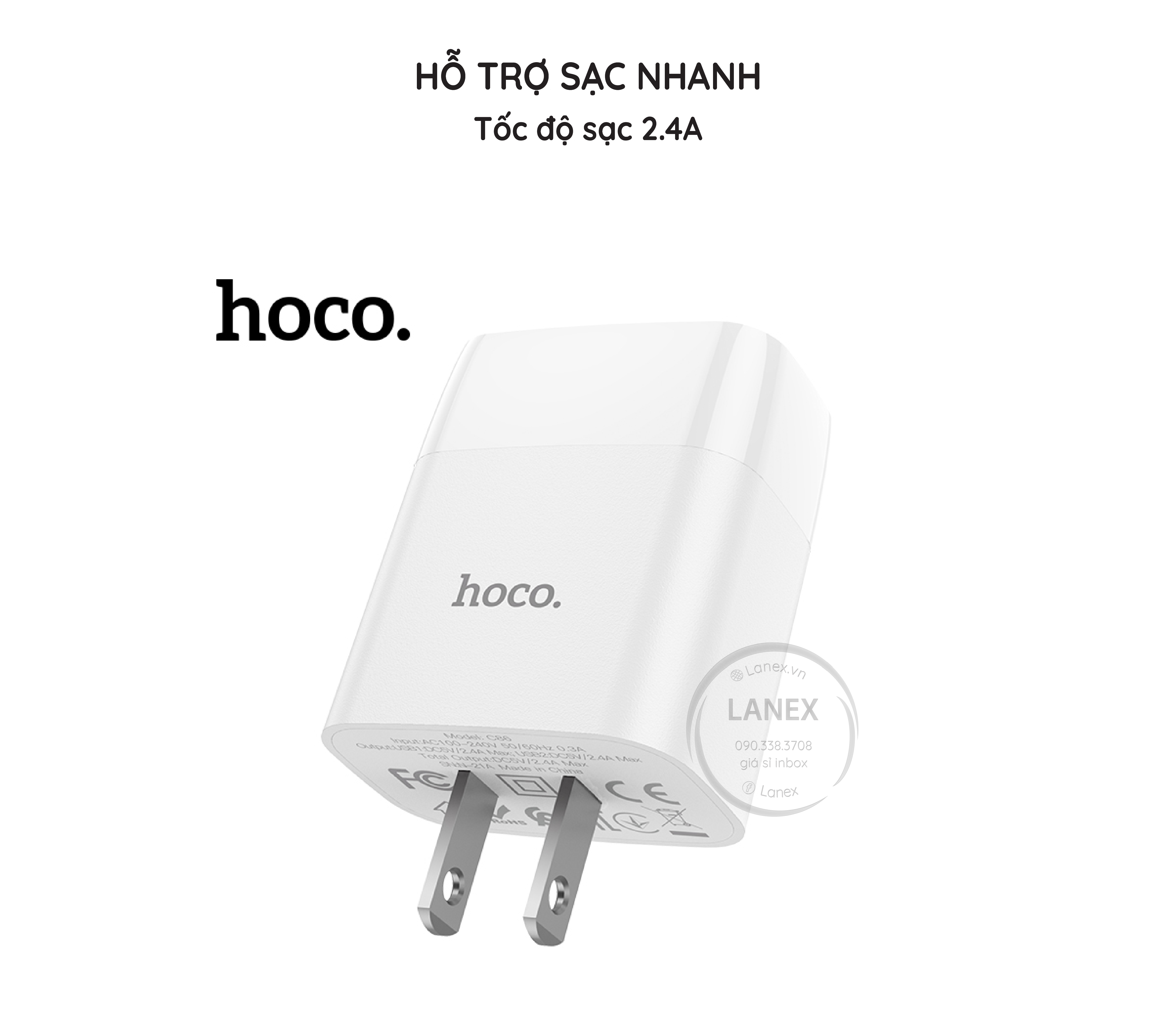 Cóc Sạc Nhanh Hoco C86 2 Cổng Usb 2.4a Màn Hình Led