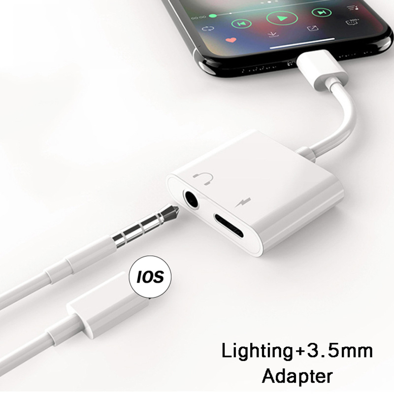 Cáp chuyển đổi 2 trong 1 Iphone AUX cáp âm thanh và sạc cho iPhone 11 Pro Max x XR XS Max 8 7 Plus Apple Lightning sang 3.5mm Cáp chuyển đổi tai nghe nghe và sạc dây Dây [Thao2] |Dũng| |Dũng 4|