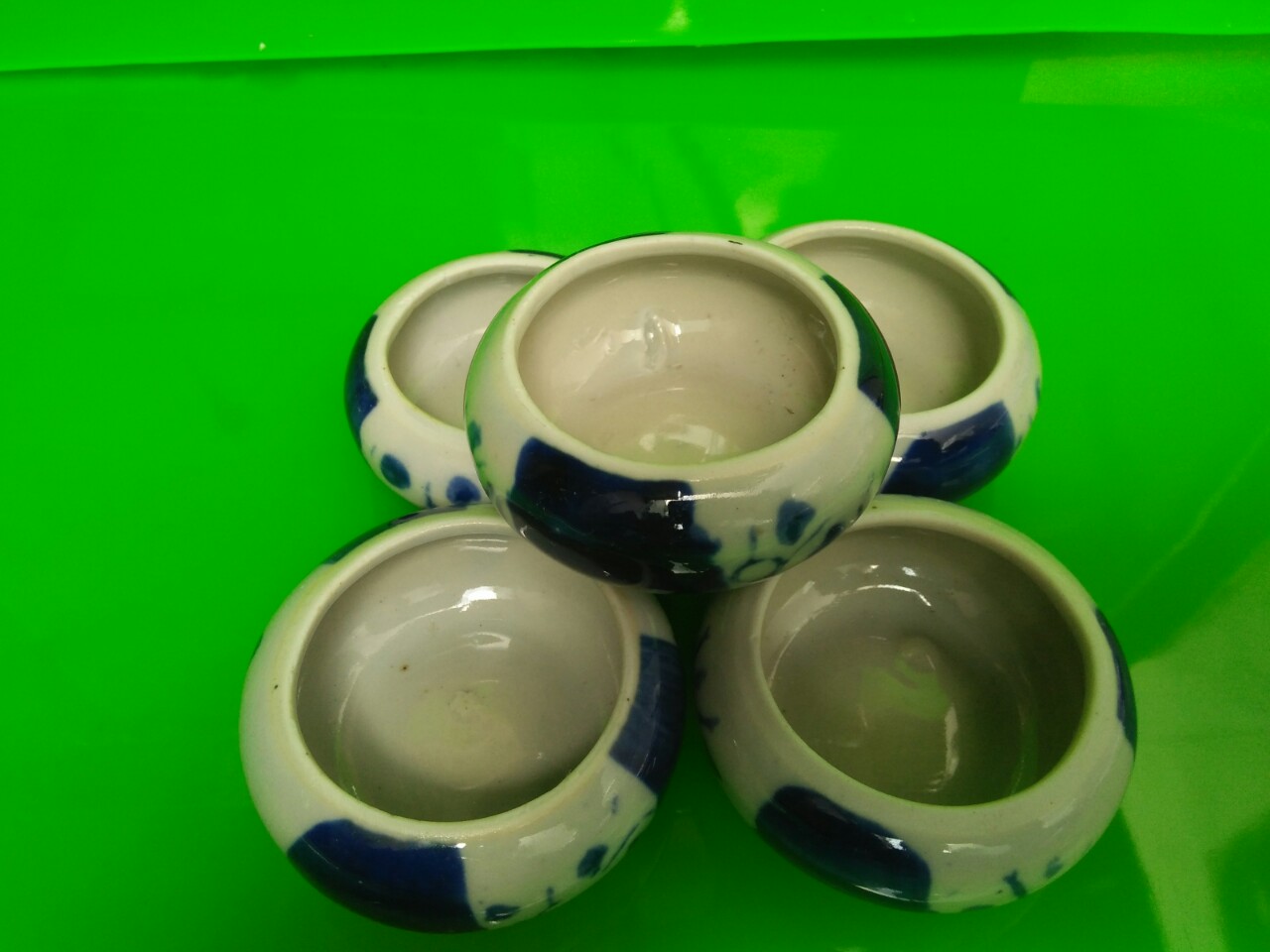 Combo 5 Cóng sứ đựng sâu cho chim men đẹp cao cấp