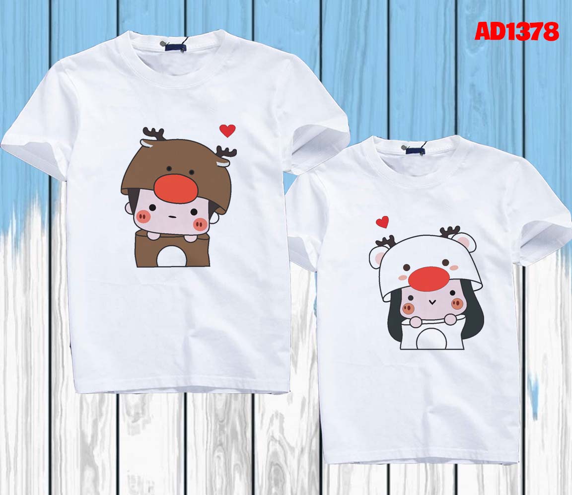 Áo thun cặp đôi tình nhân nam nữ hình chibi