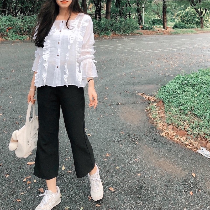 Áo trắng mỏng bèo RUCHAN
