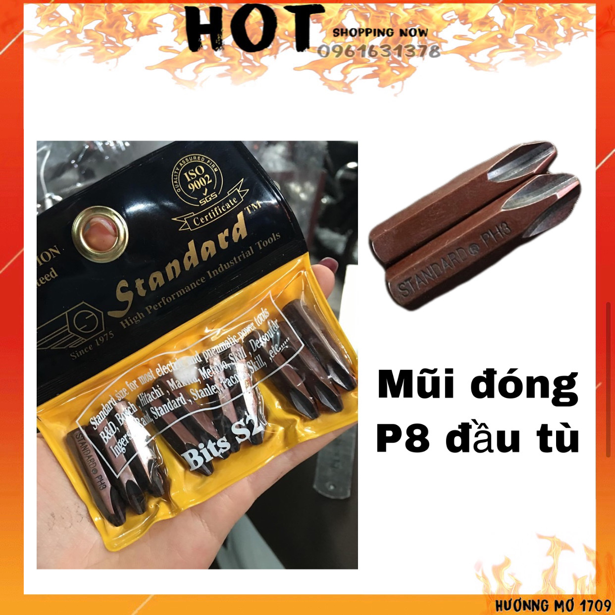 Mũi vít đóng nâu ngắn đầu tù STANDARD 8mm (hàng chính hãng)