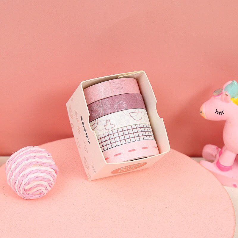 Set 5 cuộn washi tape nhiều họa tiết siêu cute