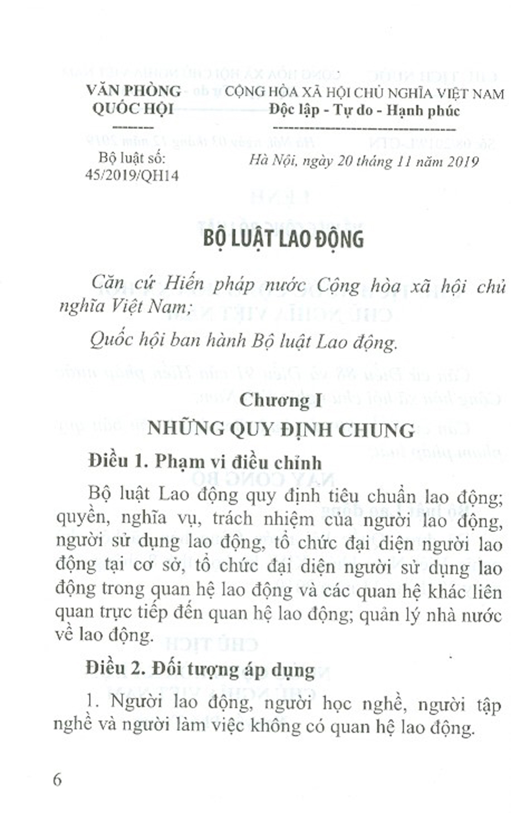 Bộ Luật Lao Động Năm 2019