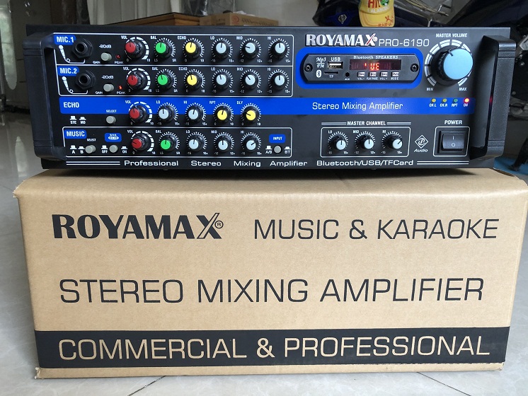 Amply Bluetooth ROYAMAX 6190 chạy 12 sò Bluetooth 5.0 Cs 800W