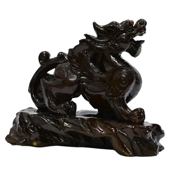 Tỳ Hưu Đá Màu Gỗ Có Đế