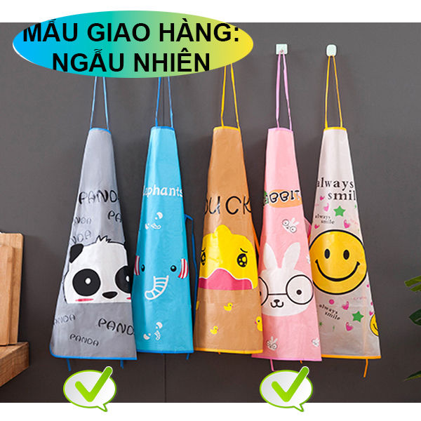 Tạp Dề Chống Thấm Nước Yếm Nấu Ăn Tạp Dề Chắn Văng Dầu Mỡ In Hoạt Hình
