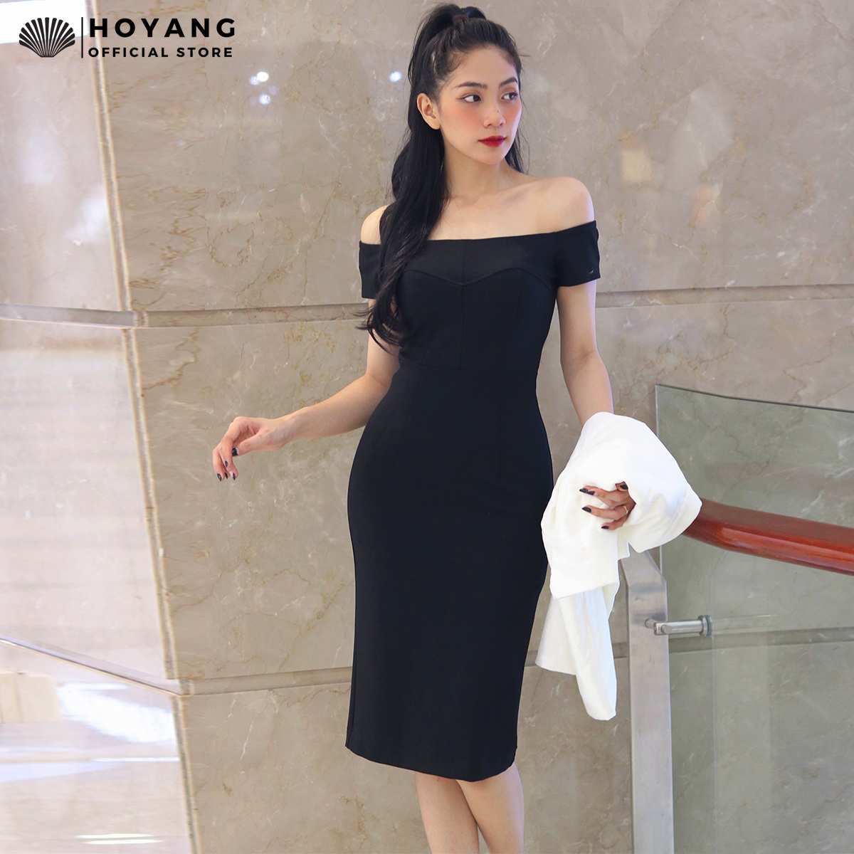 Đầm thun body trễ vai sang chảnh hoyang dhy20